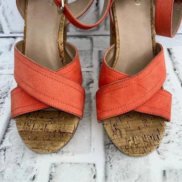 Mix No. 6 Latika Women Open Toe Orange Platform Chunky Heel Sandal. Size: 8 - Picture 3 of 11